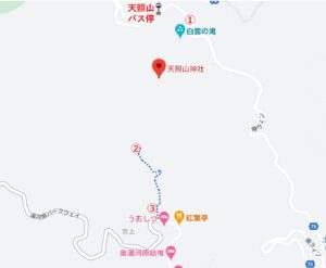 天照山神社へのルート